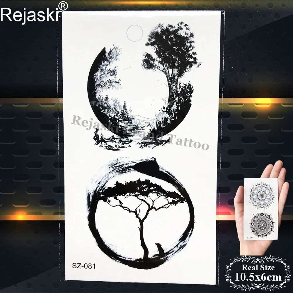 PSZ081 Rejaski Black Artist Временные татуировки для женщин на руку Лев татуировки наклейки для мужчин тела шеи геометрический Тигр водостойкие татуировки наклейка - Цвет: PSZ081