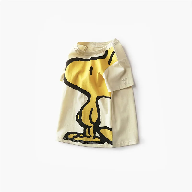 Snoopy/брендовая футболка для мальчиков летняя верхняя одежда с короткими рукавами