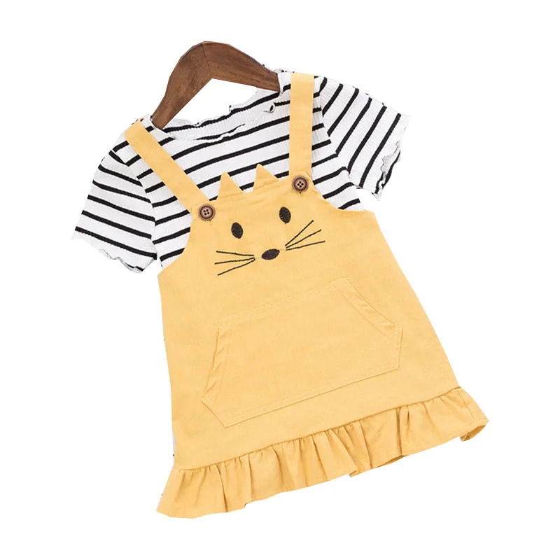 DFXD 2017 летний комплект детской юбки из 2 предметов хлопковая юбка на бретельках с