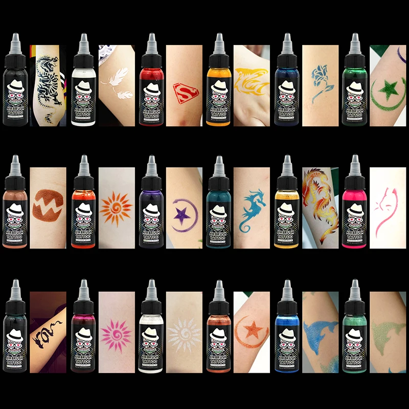 OPHIR 30ML/Bottle Airbrush Body Paint Ink Pigment Temporary Tattoo Common Color Inks _TA053(1-18)