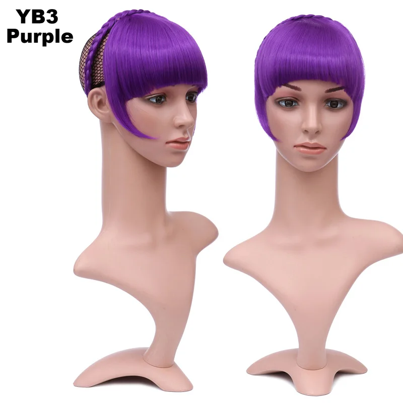 Purple Jeedou Синтетический Hiar челка украшение для волос наращивание волос боковая симметрия челка черные фиолетовые высокотемпературные шиньоны - Цвет: Purple