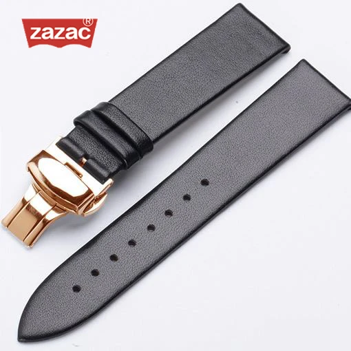 RoseGold black Высокое качество, ремешок для часов из натуральной кожи, для мужчин и женщин, коричневый, черный, водонепроницаемый ремешок для часов, стальная пряжка, 18 мм, 20 мм, 22 мм, ремешок для часов - Цвет ремешка: RoseGold black