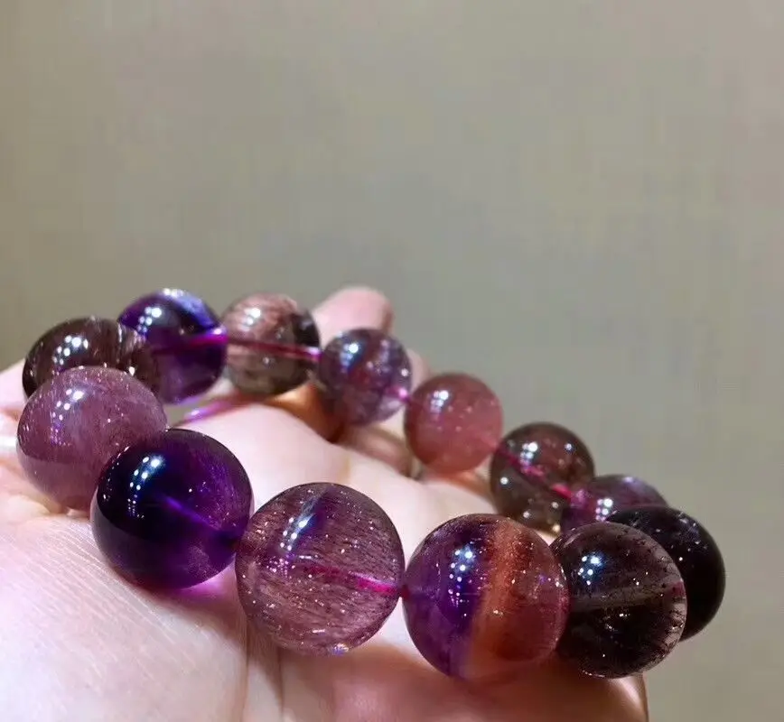 Genuine Natural Super 7 Seven Quartz Melody Stone Beads Women Fashion Bracelet 17mm AAAAA | Украшения и аксессуары