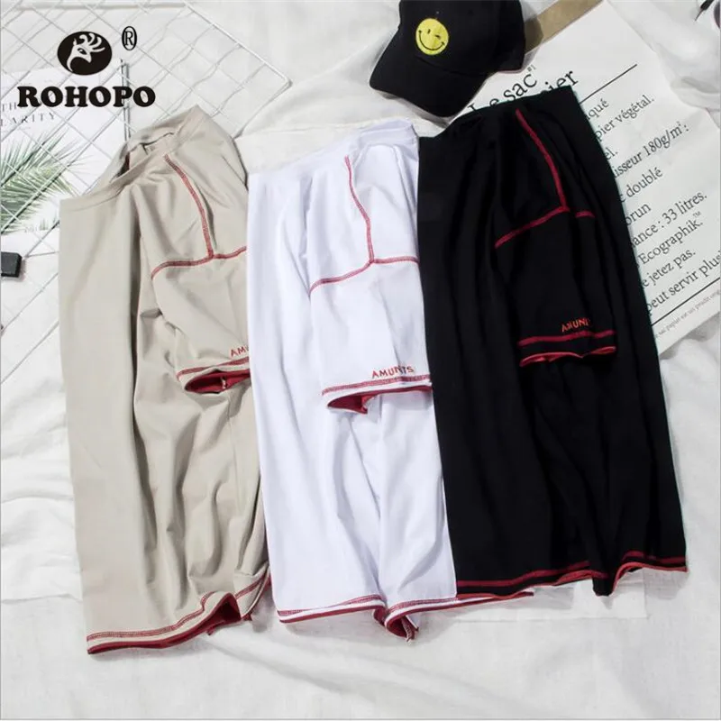 Мужская хлопковая футболка с коротким рукавом ROHOPO летняя Винтажная в стиле