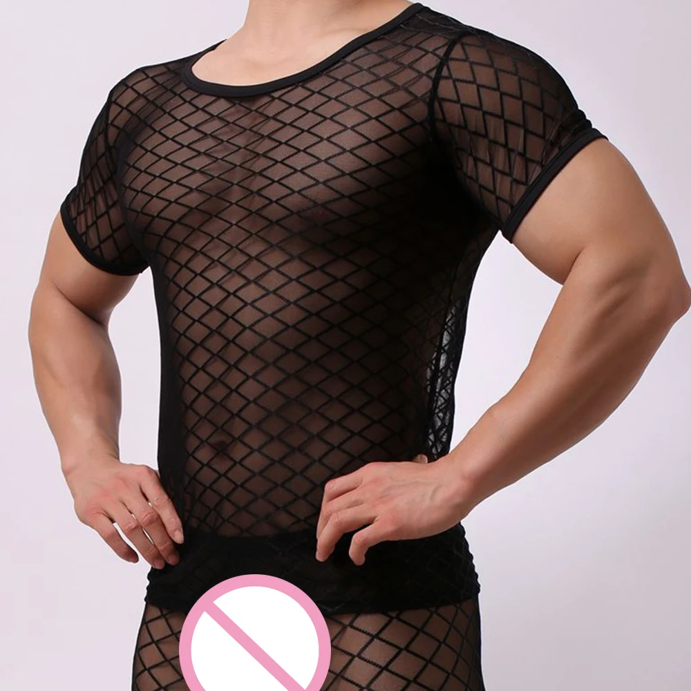 Сексуальная Сетчатая футболка для бега мужские спортивные топы прозрачные