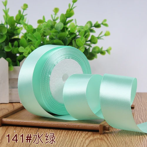 Aqua green 25 ярдов/рулон) сатиновая подарочная лента Свадебная Упаковка для рождественской вечеринки украшения сделай сам, с лентой, с местом для рулон ткани(6/10/12/15/20/25/40/50 мм - Цвет: Aqua green