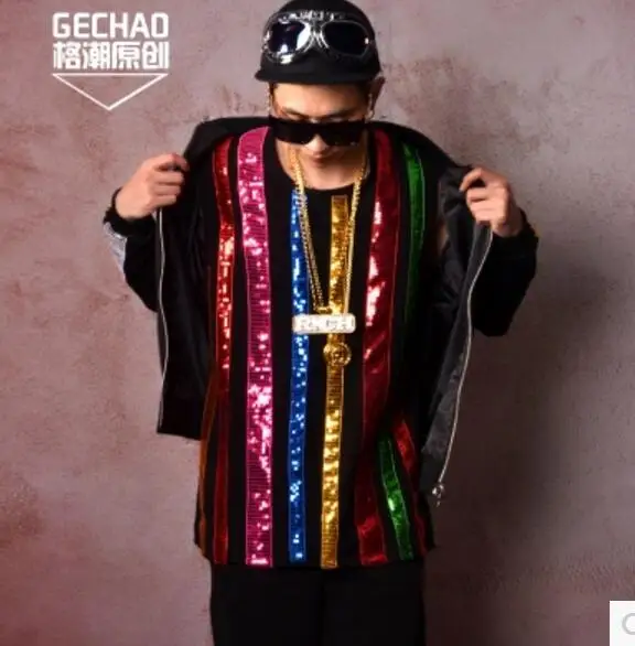 Женский 2018 новый мужской певец DS DJ технические блестки лоскутный жилет куртка