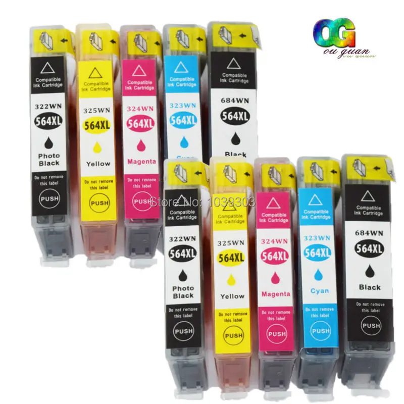 Картридж для принтера HP Deskjet 564 Officejet 3520 4620 6520 5520 7525 7510 10 шт.|ink cartridge|compatible ink cartridgeink