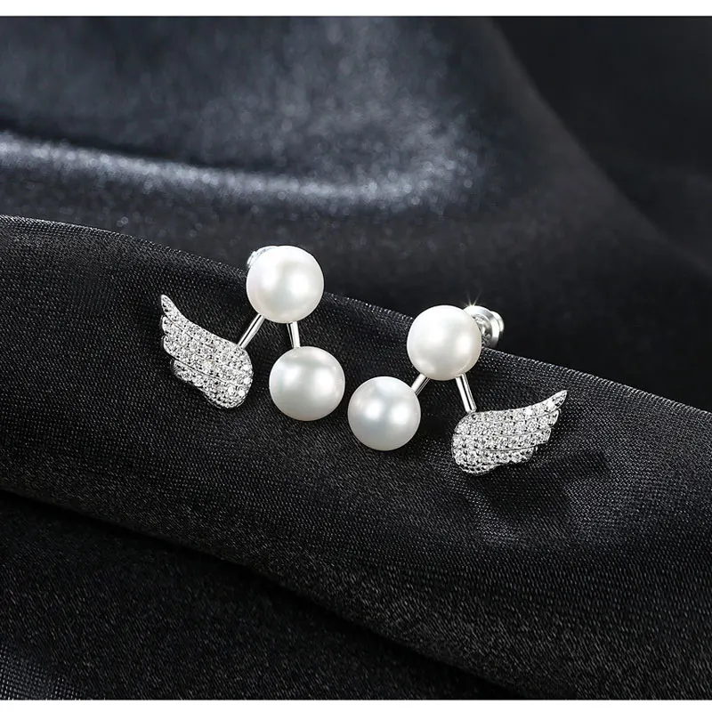 Ангел AAA + качество кристалл крыло изделия двойной пресноводный жемчуг Бусины и