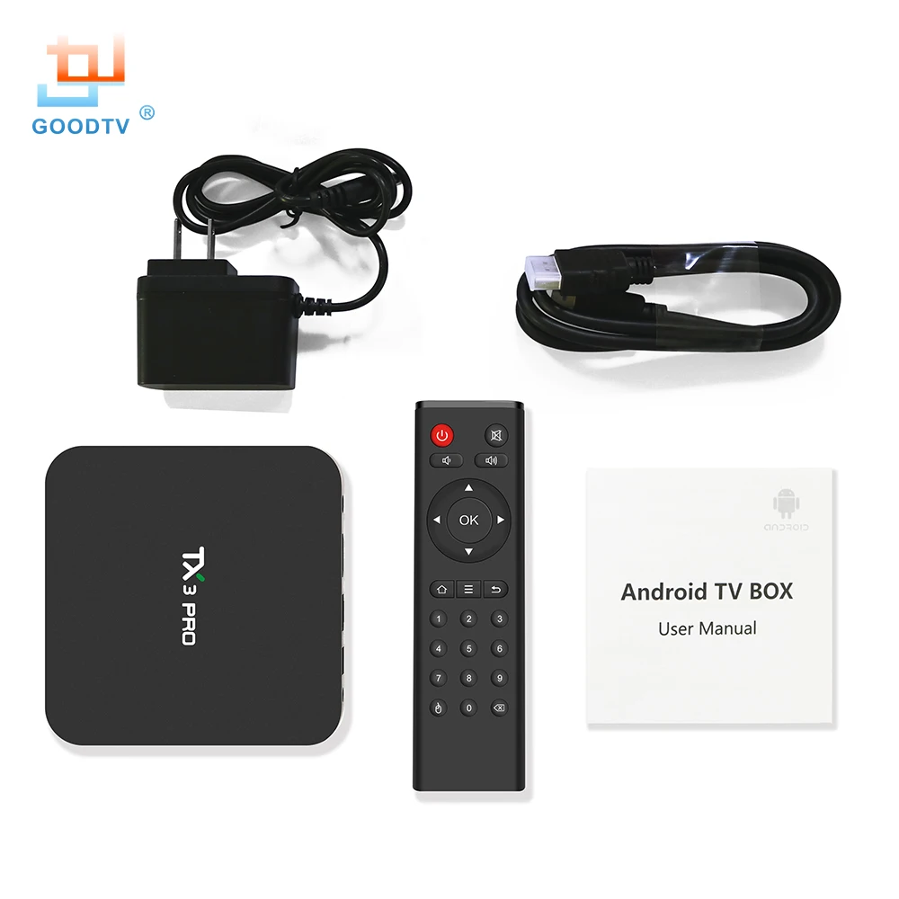 

GOODTV TX3 PROSmart TV Box Android 7.1 Amlogic S905X Octa Core 2GB RAM 8GB ROM 4K Ultra HD 2.4G Dual-band Wi-Fi