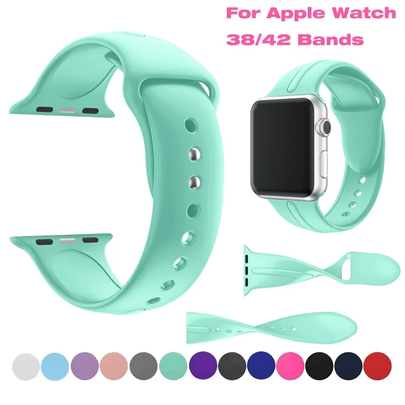 Soft Bands For Apple Watch 42mm 38mm 4 3 2 1 Band Silicone Replacement Sport Strap for iWatch 38MM 42MM Women Men | Наручные часы