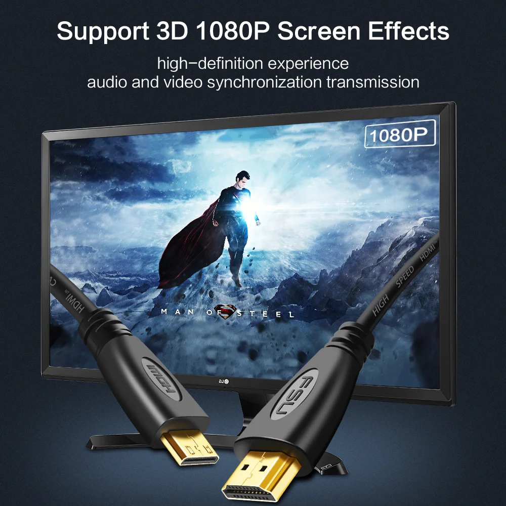 1 м, 1,5 м, 2 м, 3M высокоскоростной позолоченный HDMI к MINI HDMI штекер Male-Male HDMI кабель 1,4 Версия 1080p 3D для планшетов DVD