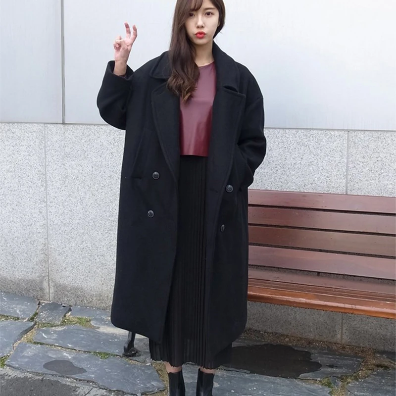 Женское пальто из искусственной шерсти осенне зимнее средней длины 2019|Женские