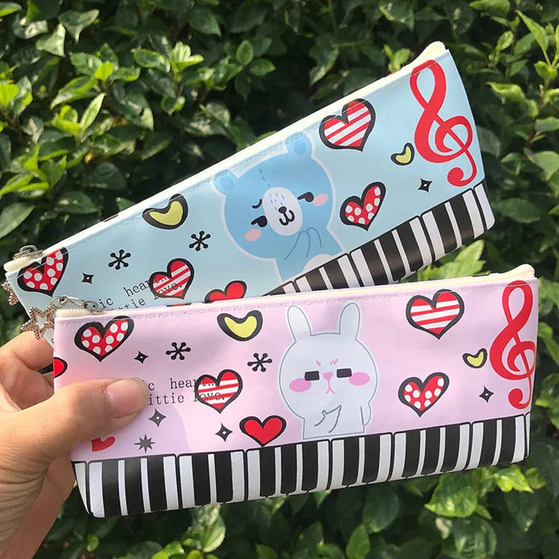 Kawaii Musical PU Pencil Big Bag Cartoon Student Pencil Case Office School Stationery Gift Prize Pecil Box Cheap Creative Piano images - 6
