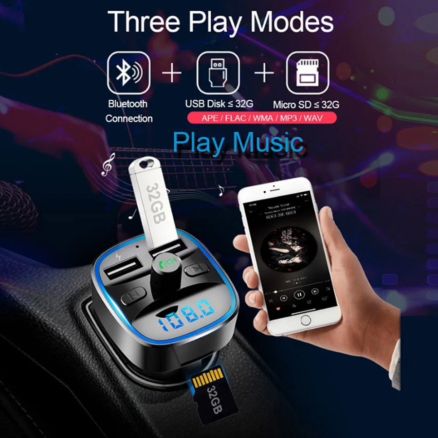 Автомобильный Mp3 музыкальный плеер AGETUNR Bluetooth 5 0 приемник FM передатчик