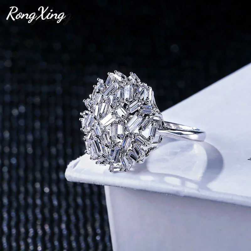 RongXing Роскошные полностью циркониевые большие круглые кольца для женщин