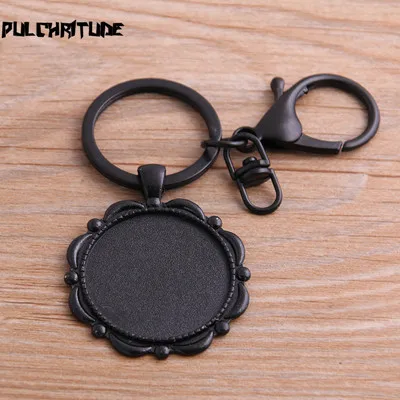 30mm PULCHRITUDE 1 шт. 20-40 мм круглый черный Кабошон Настройки металлический брелок аксессуары Diy пустой цинковый сплав База лотки для брелок - Цвет: 30mm