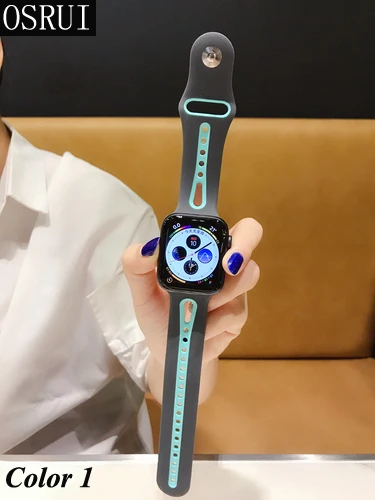 Ремешок для apple watch band 42 мм 38 мм 4 44 мм 40 мм correa iwatch 4 3 2 спортивный силиконовый браслет pulseira apple watch аксессуары - Цвет ремешка: Gray lake green