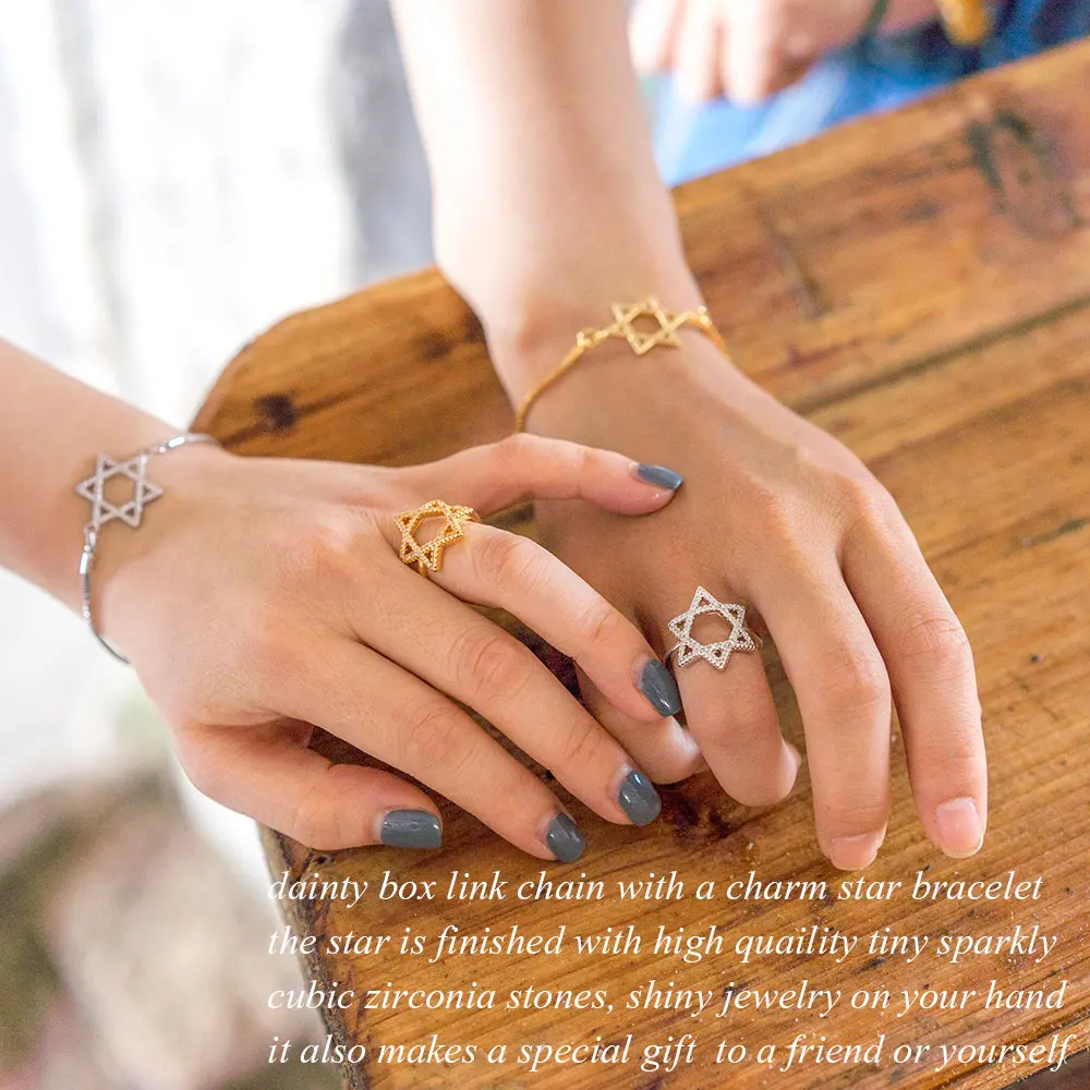U7 Еврейские Звезда Давида Гальваническим Цепи Браслет Для Женщин Ювелирные