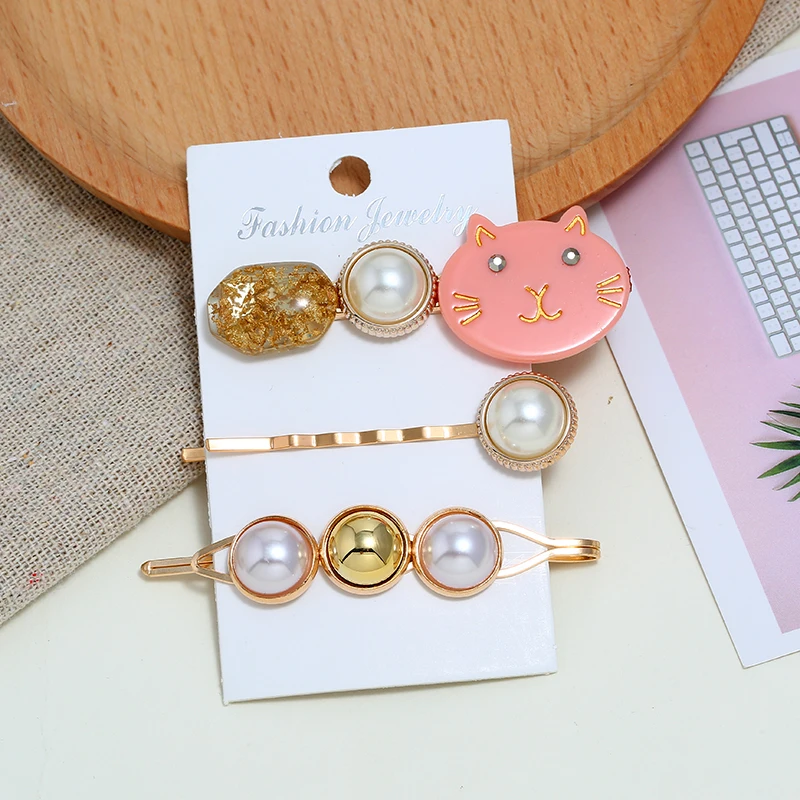 3 комплекта в упаковке женская заколка для волос с инкрустацией из