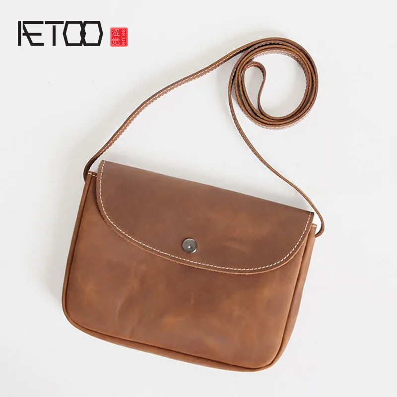 AETOO Ностальгический стиль ретро чистый верхний слой кожи мини сумка-мессенджер