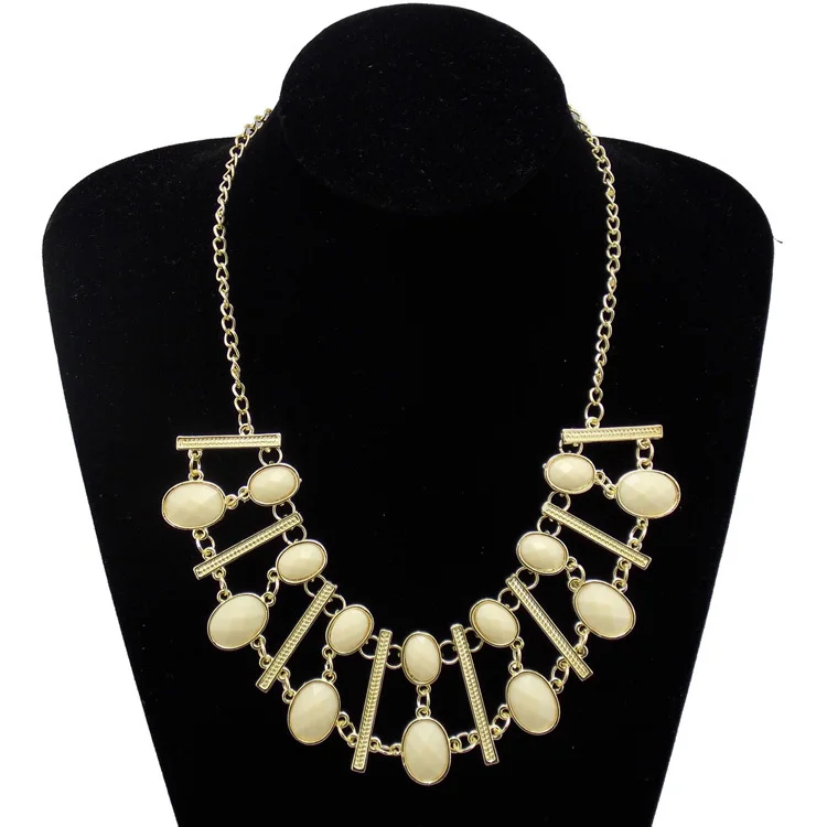 Wholesale Lot 5pcs/lot 2014 New Fashion Beads Fan Flower Bib Necklace &amp Pendant Womens Choker Gold Chain Free Shipping |