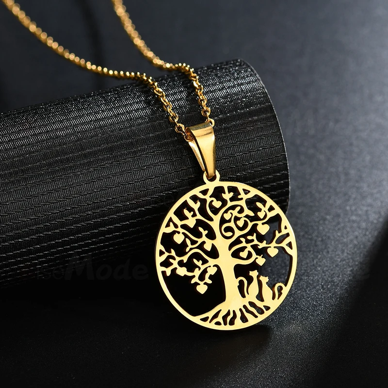 Ожерелье ELSEMODE с подвеской Древо жизни для женщин колье из нержавеющей стали и