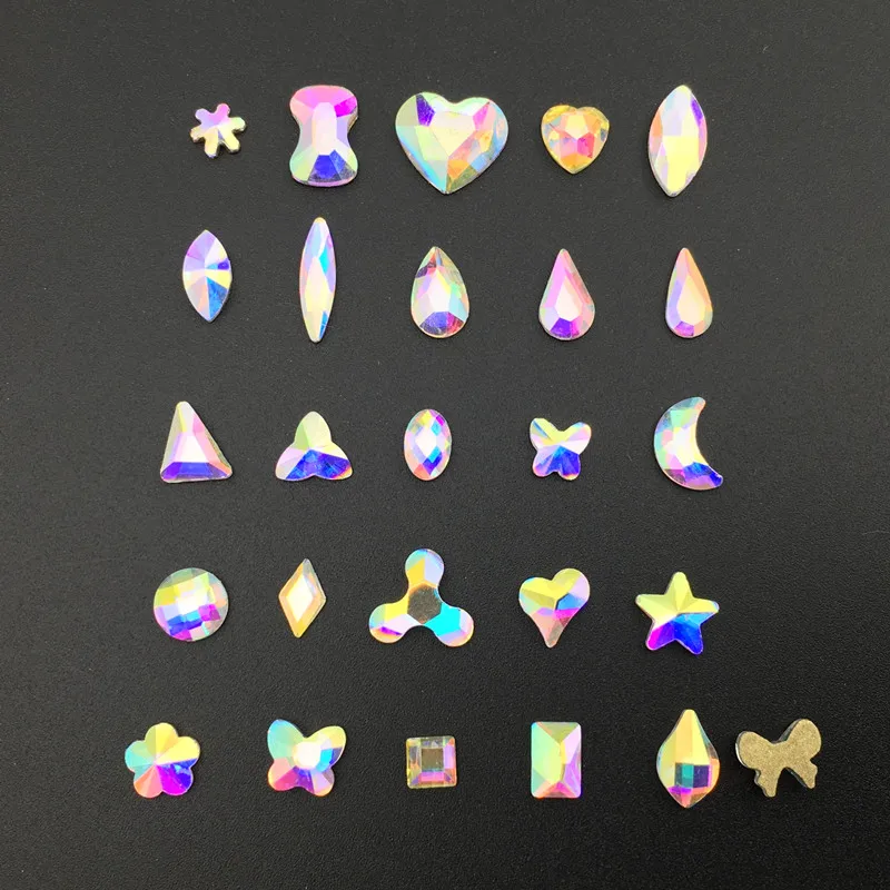 20 pcs More Shapes Sizes 3D Designs Crystal AB Glass Nail Decorations Rhinestones For DIY Manicure Art Stones | Дом и сад