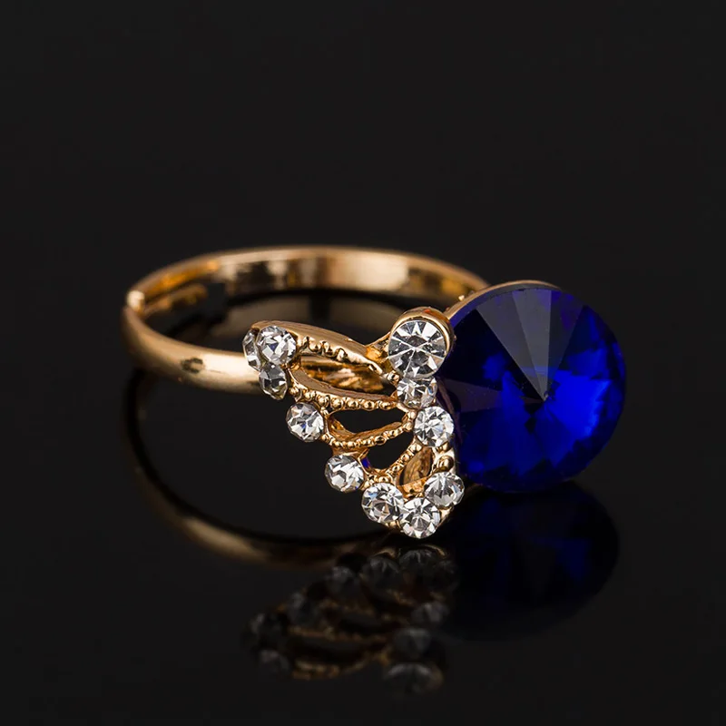 Великолепное кольцо золотого цвета синтетический кристалл кольца для женщин и