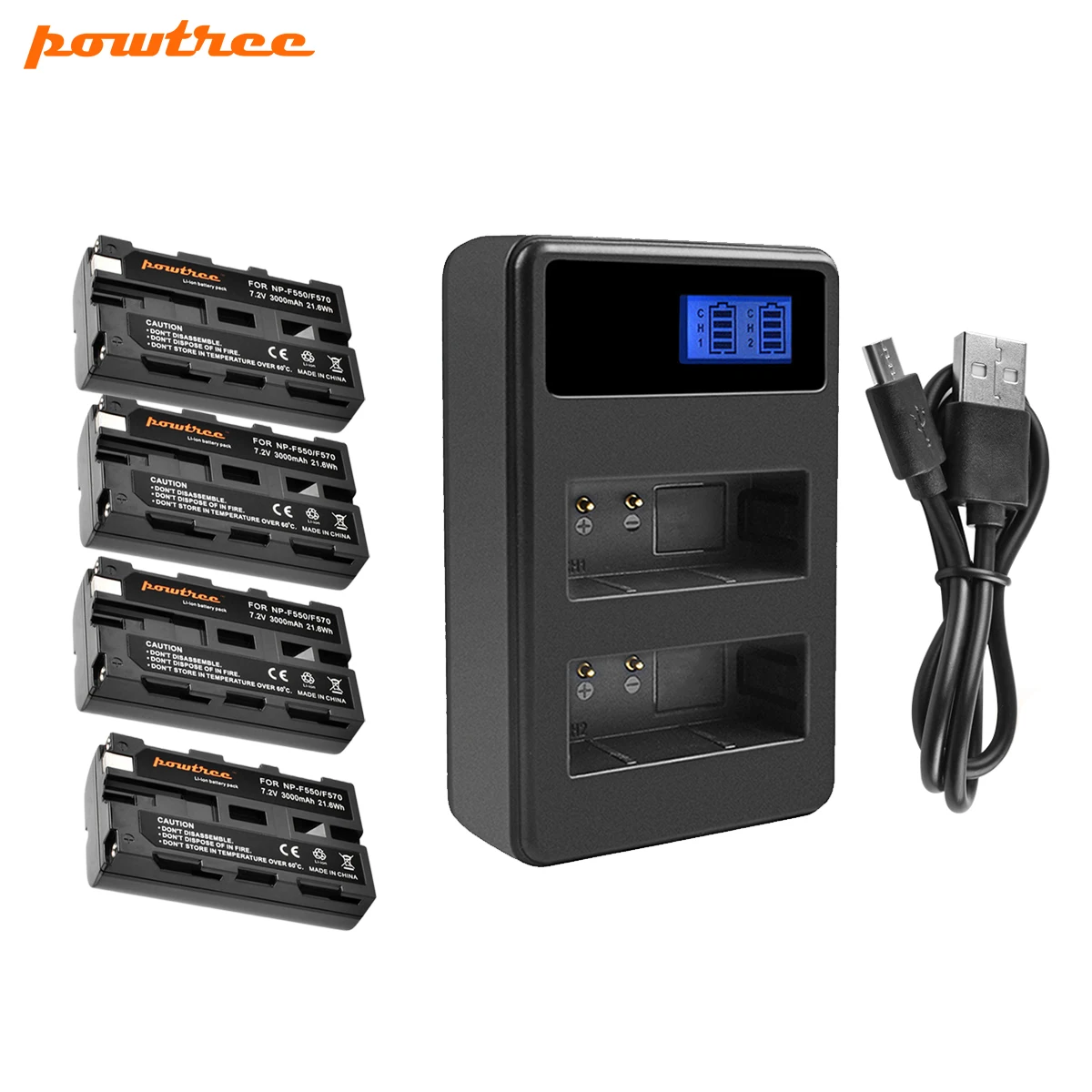 Powtree для Sony 4 шт. 7 2 в 3000 мАч NP F550 аккумуляторная батарея + ЖК дисплей двойное