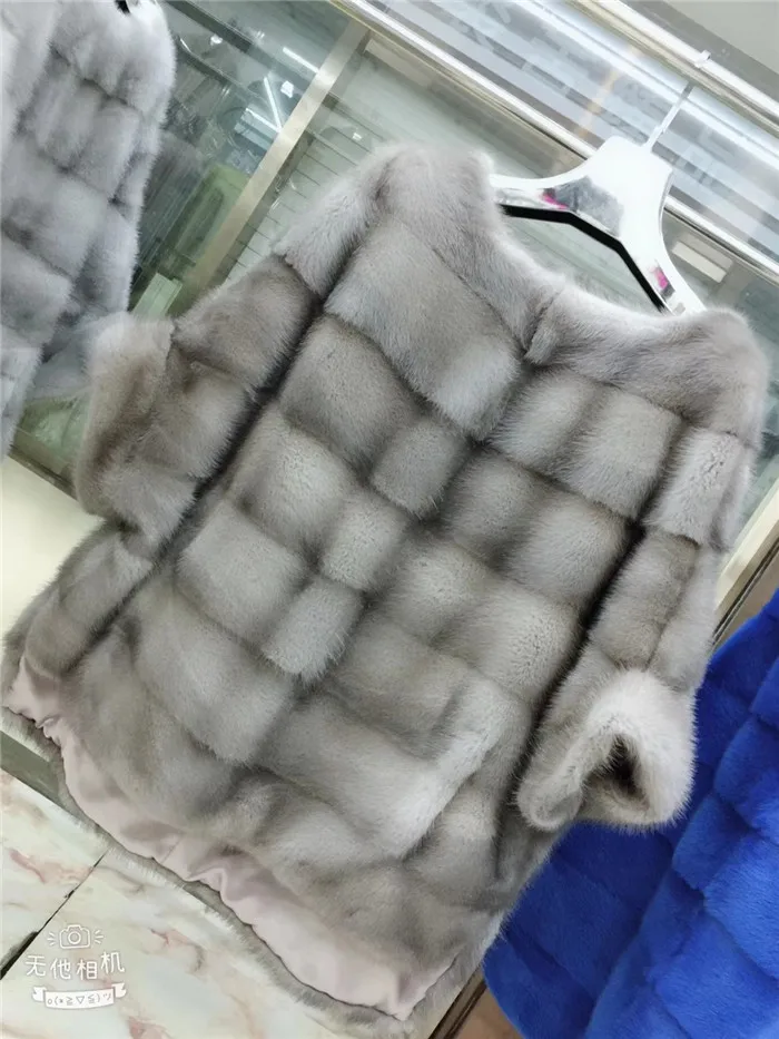 Silver Женская шаль из натурального меха норки, куртка, куртка из натурального меха норки, благородный роскошный европейский и американский уличный стиль - Цвет: Silver