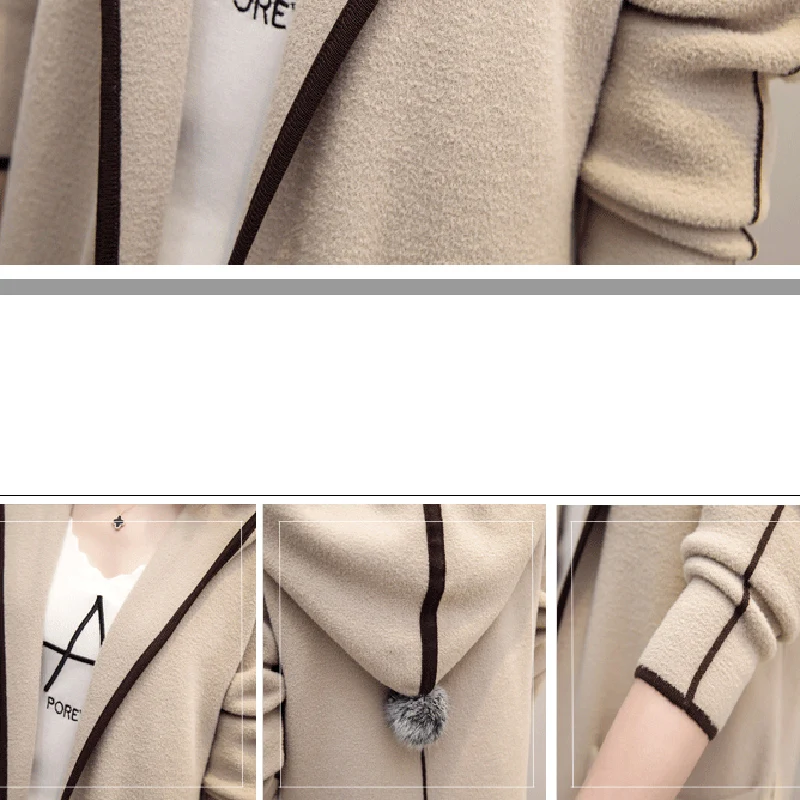 2021 Women Knitted Cardigan Mid Long Sweater Jacket Spring Loose Hooded Top Autumn Temperament Coat DITING0127 |