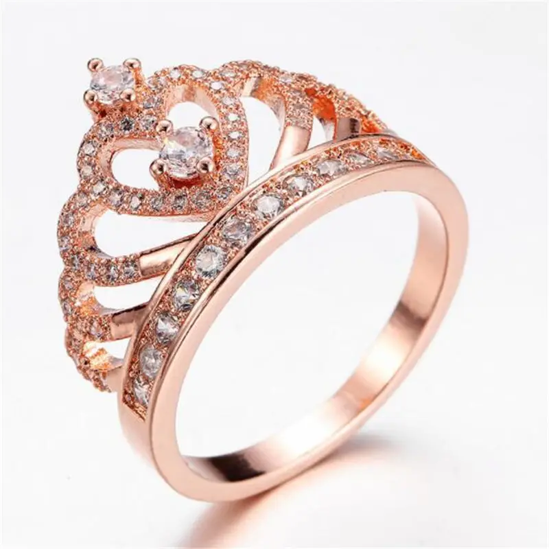 2019 New Fashion Rings Crystal Heart Women's Crown Zircon Ring Jewelry Engagement Wedding Party | Украшения и аксессуары