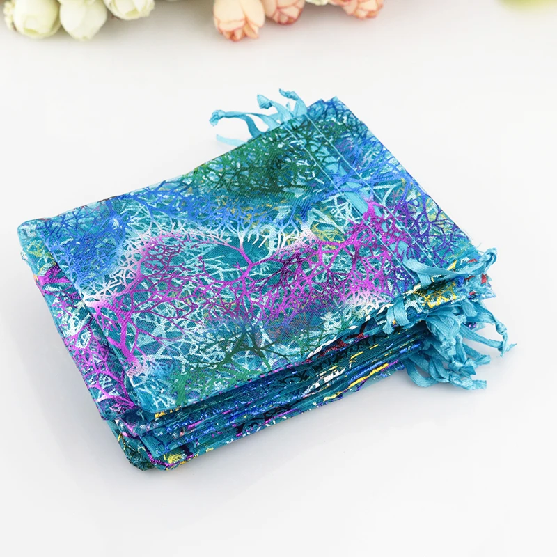 

500pcs Wholesale 9x12cm Drawstring Coralline Small Organza Bags Favor Wedding Christmas Gift Jewelry Packaging Bags & Pouch