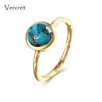 vercret delicate turquoise rings handmade 925 sterling silver 18k gold ring fine jewelry for women gifts