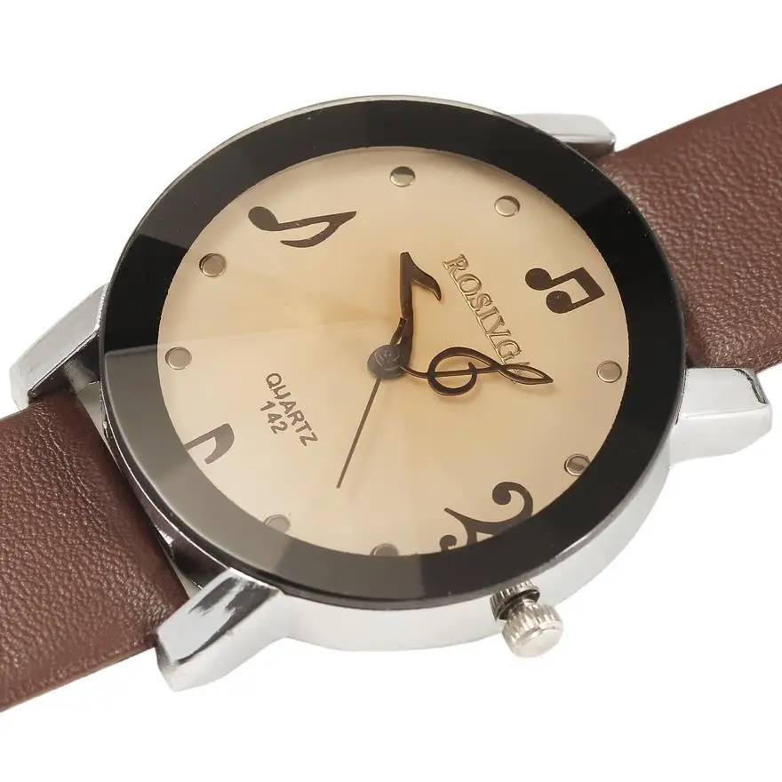 Новый модный бренд леди Pu кожаный ремешок кварцевые часы с коричневым алмазным