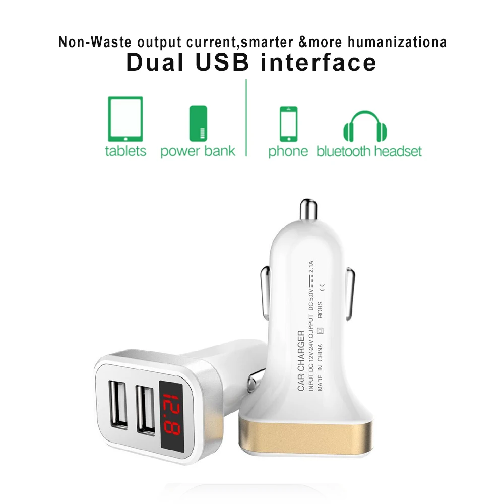 Универсальное автомобильное зарядное устройство 2USB Быстрая зарядка 2.4A Max автомобильное зарядное устройство для Iphone samsung Xiaomi автомобильное зарядное устройство для мобильного телефона s