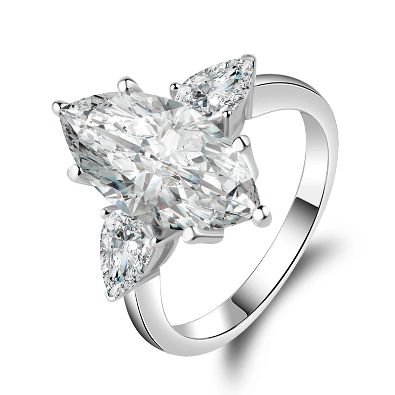 COLORFISH 5,5 Ct три обручальные кольца с камнями для женщин блестящая SONA маркиза груша огранка 925 серебро юбилейный браслет