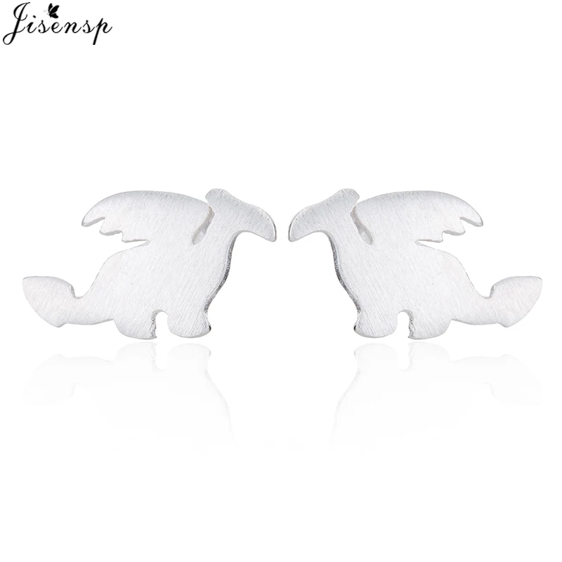 Jisensp Cute Dinosaur Animal Stud Earrings for Kids Fashion Mini Cartoon Minimalist Jewelry Female Earing Gift | Украшения и