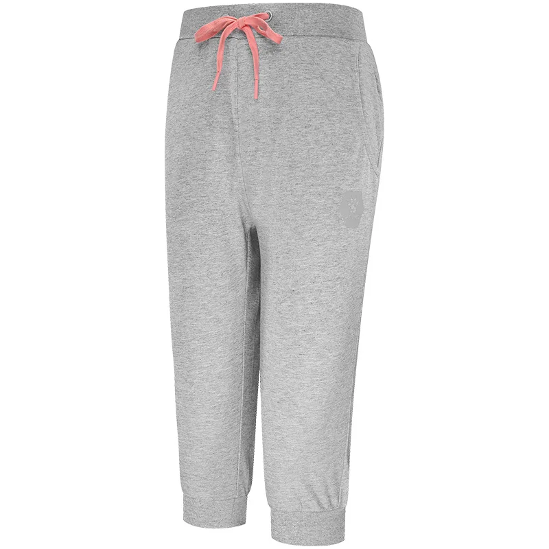 KELME женские летние спортивные штаны, хлопковые трикотажные укороченные штаны размера плюс S-3XL, свободные брюки с эластичным поясом 3682037 - Цвет: Серый