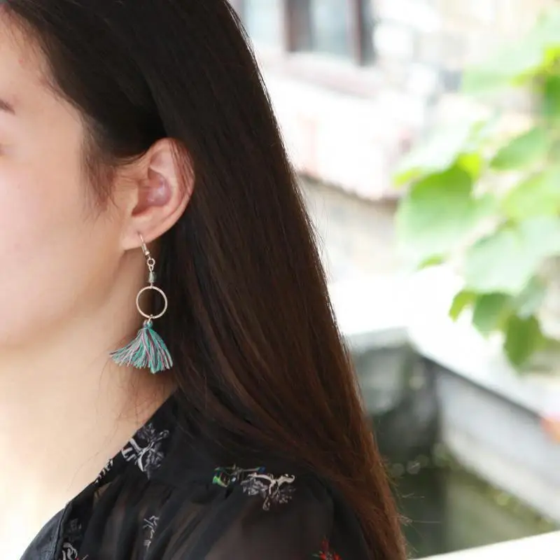 Женские винтажные серьги в богемном стиле уникальные простые с фиолетовыми