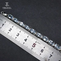 tbj100 natural brazil aquamarine gemstone bracelet with extend chain in 925 silver for women girls as gift with jewelry box