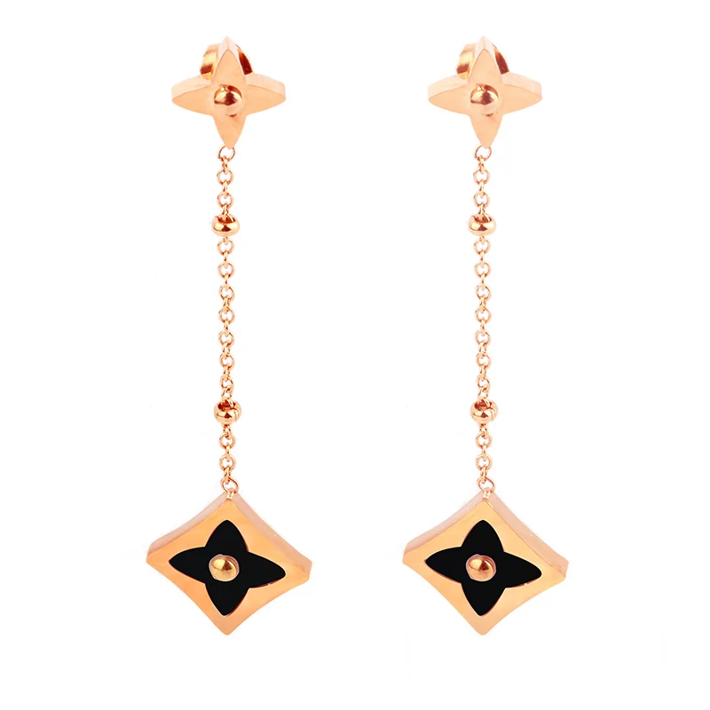 Type 4 rose gold Клевер серьги-гвоздики для женщин женские модные ювелирные изделия Корейский kpop маленькие серьги из нержавеющей стали розовое золото серебро - Окраска металла: Type 4 rose gold