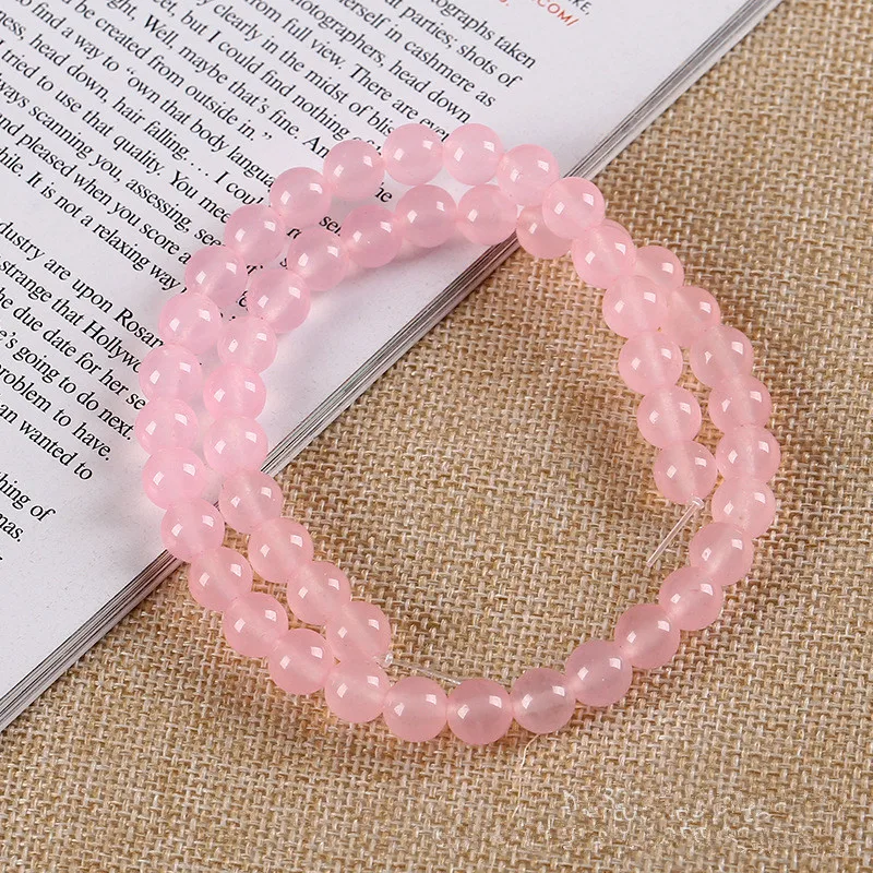 1strip Natural Stone Pink Crystal Beads 4/6/8/10/12/14mm Round Light Red Quartz Druzy Bead Loose DIY Bracelet | Украшения и