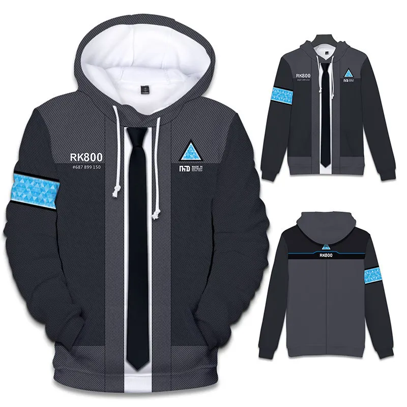 Detroit: стать человеком толстовки косплэй Коннер RK800 Harajuku Хип Хоп с капюшоном крутое