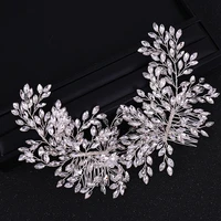 luxury handmade double rhinestone hair combs bridal headbands tiara wedding hair accessories floral crystal hair comb hairband