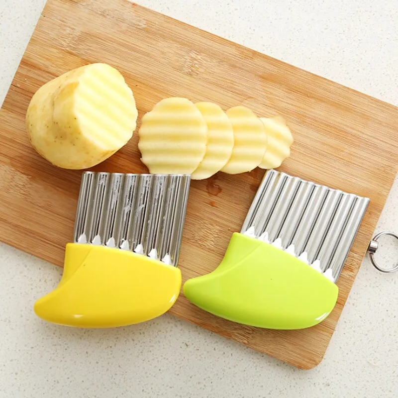 

Wave Shape Stainless Steel Corrugated Knife Potato Strip Cutting Device Frech Fries Cutter Kitchen Tool