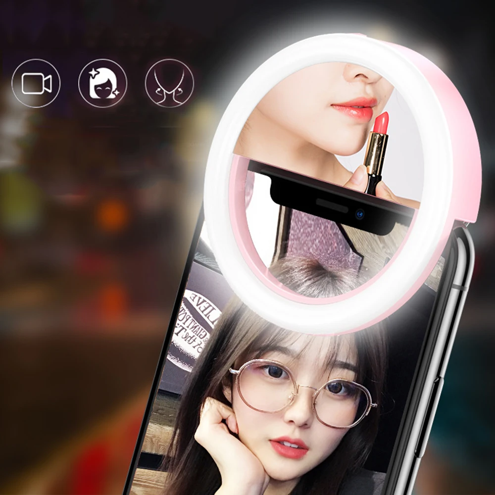 2019 new phone light supplement LED ring -timer lamp with mirror fixture | Красота и здоровье