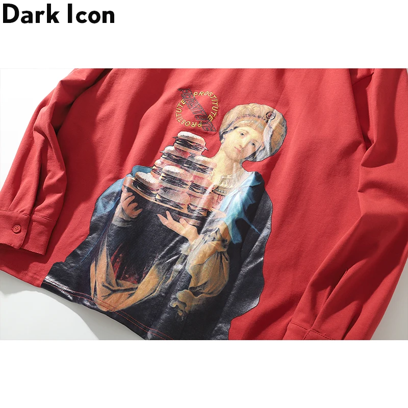 Dark Icon Letters Embroidery and Printing Sweatshirts Men Turn-down Collar Oversized Men's Sweatshirt Streetwear Clothing | Мужская