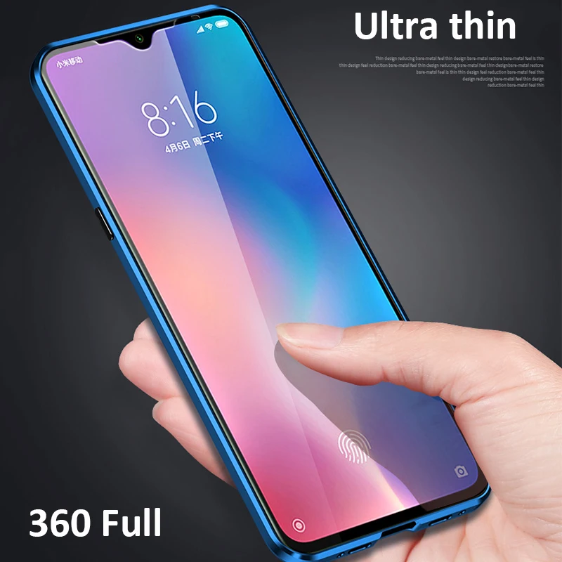 360 Full Magnetic Phone Case For Xiaomi Mi 9 9 SE Double Sided Glass Cover Aluminum Metal Bumper Redmi K20 K20 Pro Note 7 Case